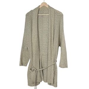 J. Jill Open Knit Tie Waist Long Cardigan Size XL Tan Beach Drapey Lagenlook